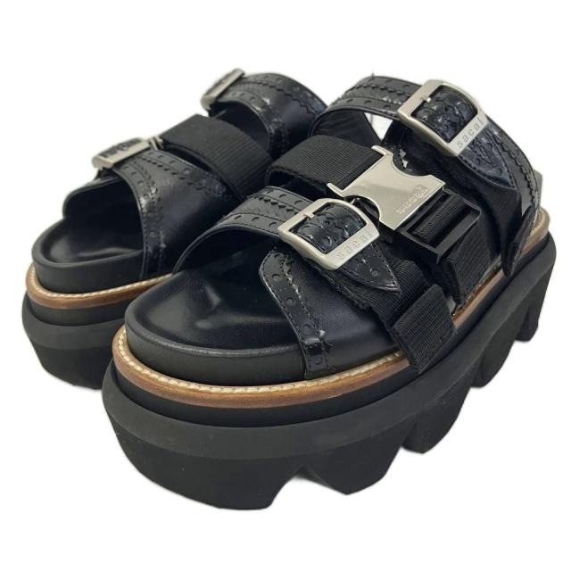 中古】サカイ sacai 23SS Wingtip Sandals サンダル 厚底 レザー 黒