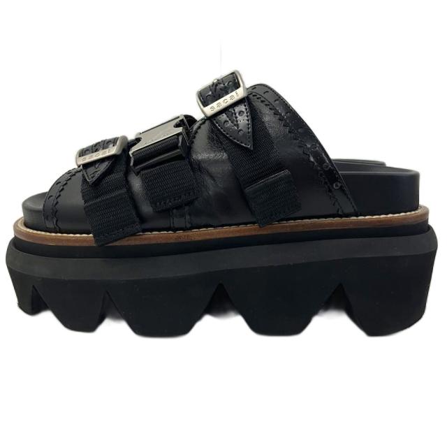 中古】サカイ sacai 23SS Wingtip Sandals サンダル 厚底 レザー 黒