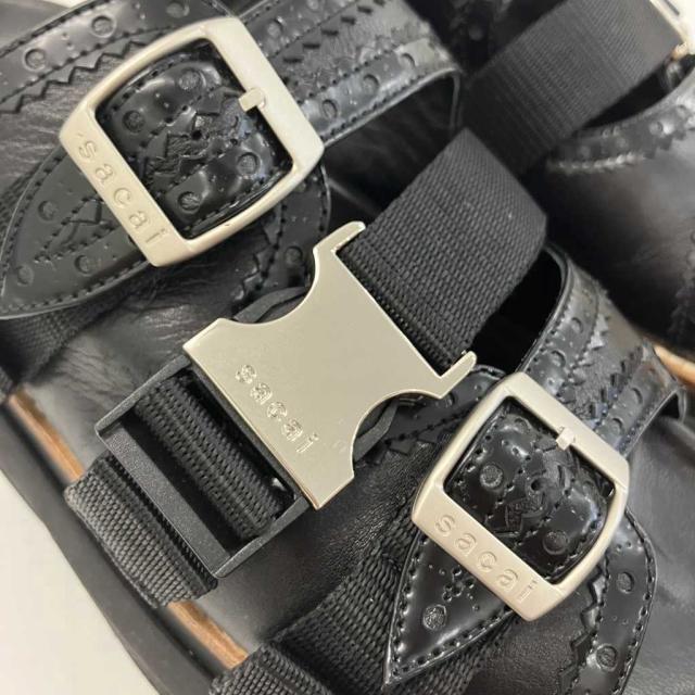 中古】サカイ sacai 23SS Wingtip Sandals サンダル 厚底 レザー 黒