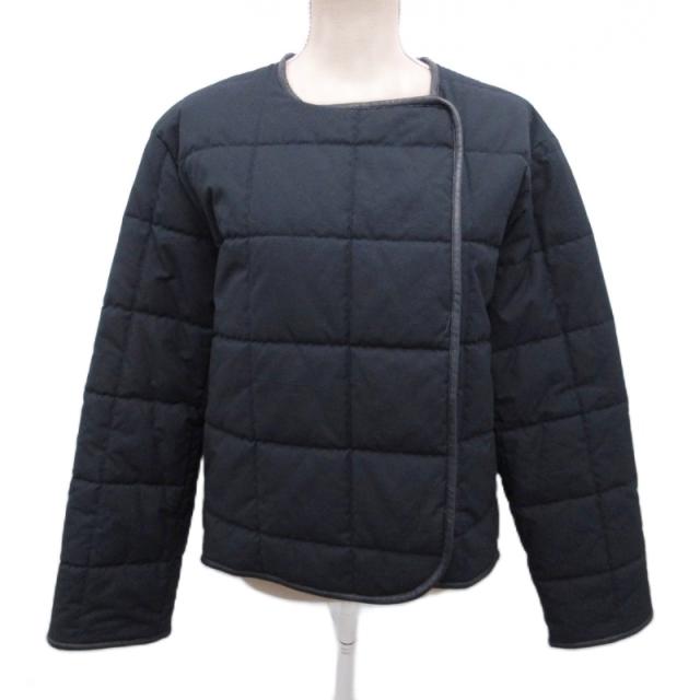 【中古】ペレック pelleq キルティングジャケット 中綿ブルゾン ノーカラー 切替 紺 ネイビー 0923 レディース