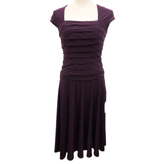 【中古】未使用品 ローレンラルフローレン タグ付 カラードレス ワンピース スクエアネック デザイン 2 約S 紫 ■MET2