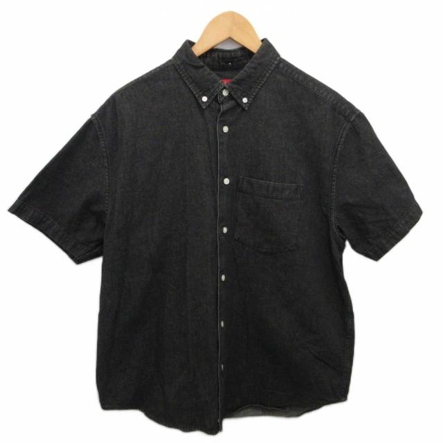 【中古】シュプリーム 美品 21SS Embossed Denim S/S Shirt デニムボタンダウンシャツ BDシャツ 半袖 プリント S