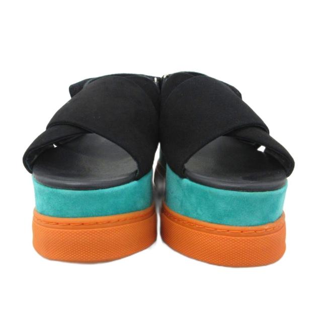 【中古】エムエムシックス メゾンマルジェラ MM6 Maison Margiela 厚底サンダル スエード 黒 ブラック 23.5cm
