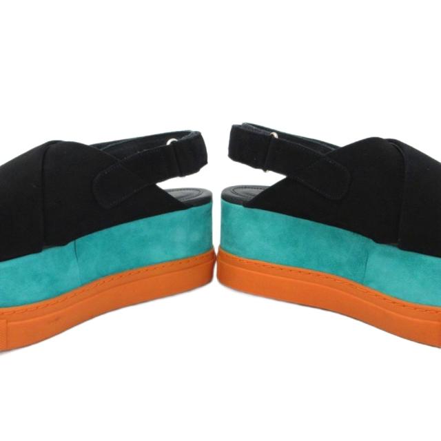 【中古】エムエムシックス メゾンマルジェラ MM6 Maison Margiela 厚底サンダル スエード 黒 ブラック 23.5cm