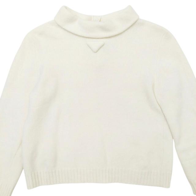 【中古】プラダ PRADA 25SS VIRGIN WOOL KNIT ニット セーター ハイネック 三角モチーフ P26545 42 白 ホワイト