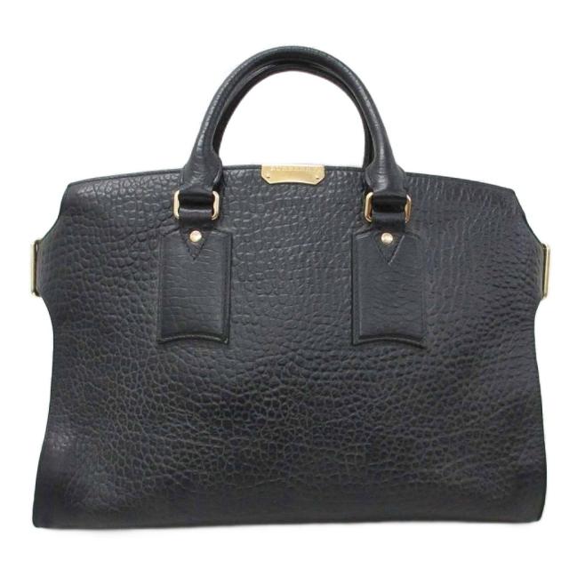【中古】バーバリー BURBERRY トートバッグ ハンドバッグ レザー ゴールド金具 黒 ブラック ゴールドカラー