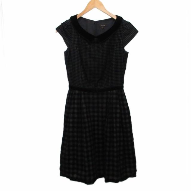 【中古】未使用品 エポカ EPOCA タグ付 19SS ドレス ノースリーブ ワンピース ひざ丈 黒 ブラック 38 約M