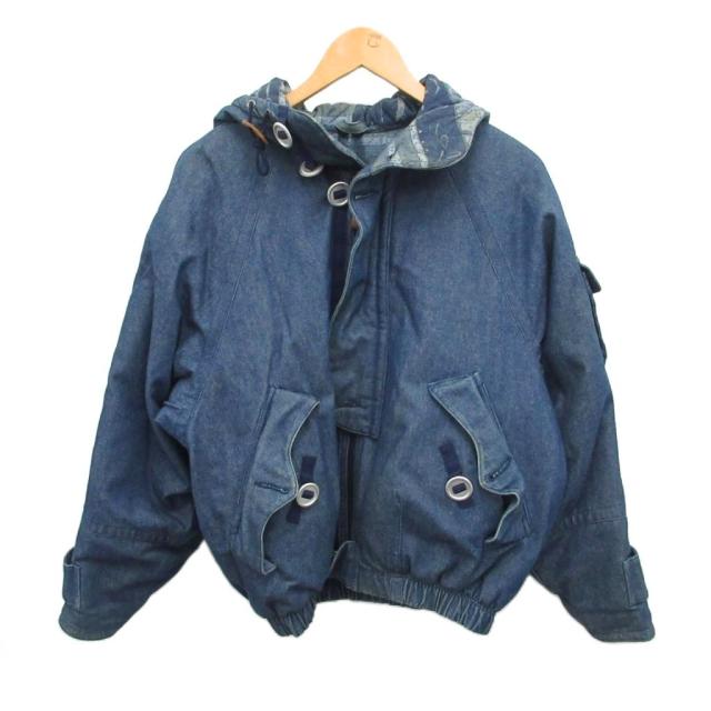【中古】YAMAHA デニムジャケット ブルゾン フーディ 刺繍 ヴィンテージ インディゴブルー S メンズ