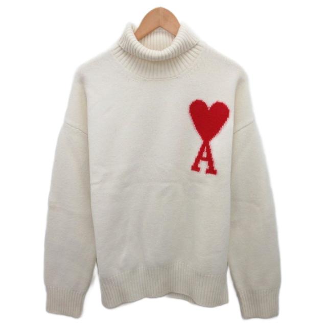 【中古】アミ アレクサンドル マテュッシ ニット セーター タートルネック ハイネック ロゴ ウール S アイボリー