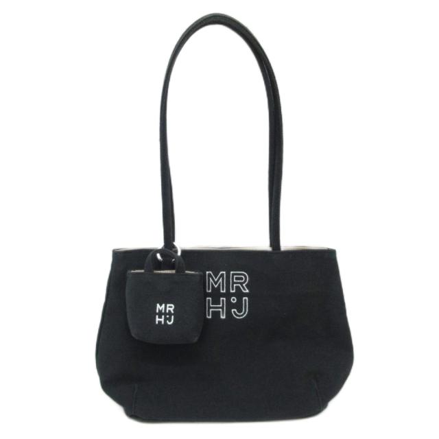 【中古】MARHEN.J マルヘンジェイ トートバッグ 肩掛け ポーチ付 ロゴ刺繍 黒 ブラック レディース
