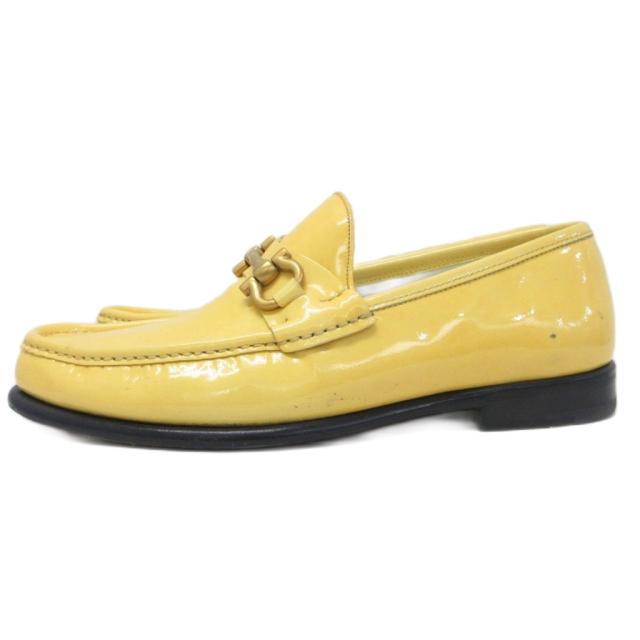 【中古】サルヴァトーレフェラガモ ローファー スリッポン レザーシューズ ゴールド金具 ホースビット 8 1/2 26.5cm