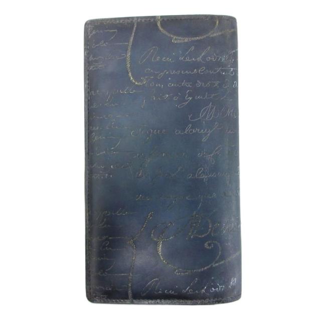 【中古】ベルルッティ Berluti セコイア カリグラフィー 長財布 ロングウォレット 小銭入れ レザー ネイビー_1