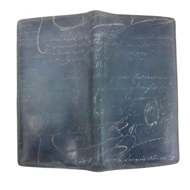 【中古】ベルルッティ Berluti セコイア カリグラフィー 長財布 ロングウォレット 小銭入れ レザー ネイビー_2