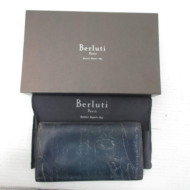 【中古】ベルルッティ Berluti セコイア カリグラフィー 長財布 ロングウォレット 小銭入れ レザー ネイビー_8