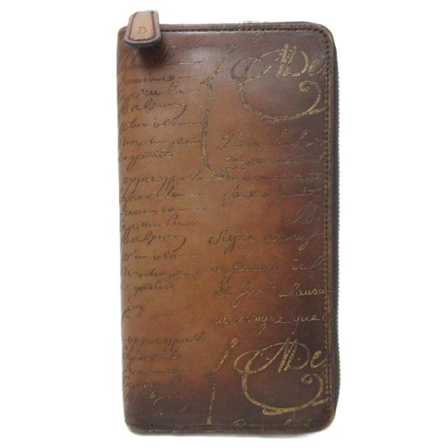 【中古】ベルルッティ Berluti 美品 カリグラフィー イタウバ 長財布 ウォレット ラウンドジップ 小銭入れ有 皮革