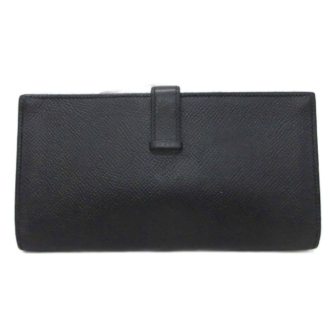 【中古】エルメス ベアン スフレ P刻印 Hロゴ 長財布 二つ折り ウォレット 小銭入れ有 シルバー金具 黒 ブラック_1