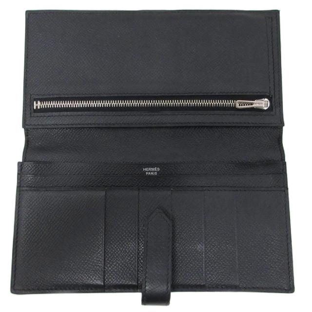 【中古】エルメス ベアン スフレ P刻印 Hロゴ 長財布 二つ折り ウォレット 小銭入れ有 シルバー金具 黒 ブラック_4