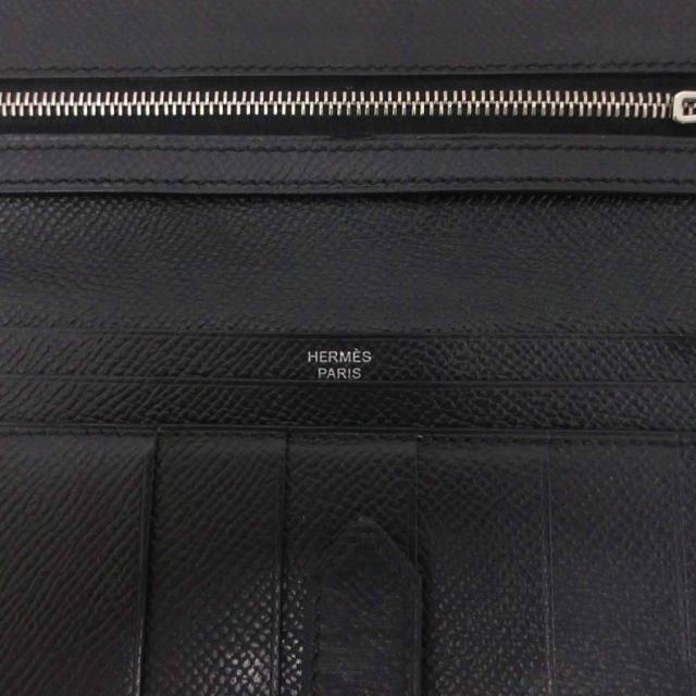 【中古】エルメス ベアン スフレ P刻印 Hロゴ 長財布 二つ折り ウォレット 小銭入れ有 シルバー金具 黒 ブラック_5