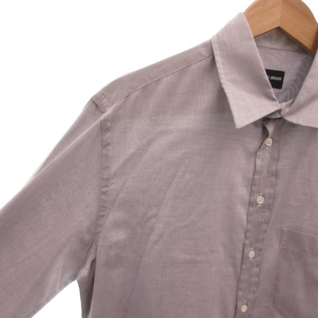 【中古】ジョルジオアルマーニ GIORGIO ARMANI 美品 シャツ ドレスシャツ カジュアル 長袖 ストライプ グレー_2