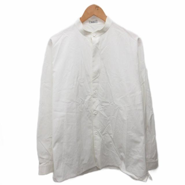 【中古】ザ リラクス 21AW BAND COLLAR PLACKET SHIRTS バンドカラーシャツ 長袖 コットン 46 白 ホワイト