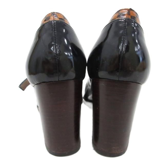 【中古】ルイヴィトン ダミエ パンプス メリージェーン ラウンドトゥ ハイヒール チャンキーヒール 36.5 23.5cm 黒_2