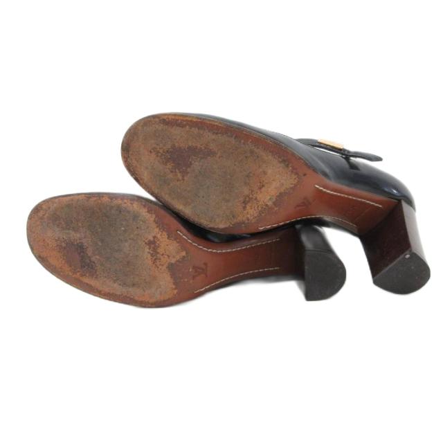 【中古】ルイヴィトン ダミエ パンプス メリージェーン ラウンドトゥ ハイヒール チャンキーヒール 36.5 23.5cm 黒_6