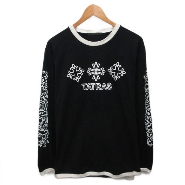 【中古】TATRAS × Keith Haring ロンT Tシャツ カットソー 長袖 ロゴプリント 175/96A 黒 ブラック 白 ホワイト