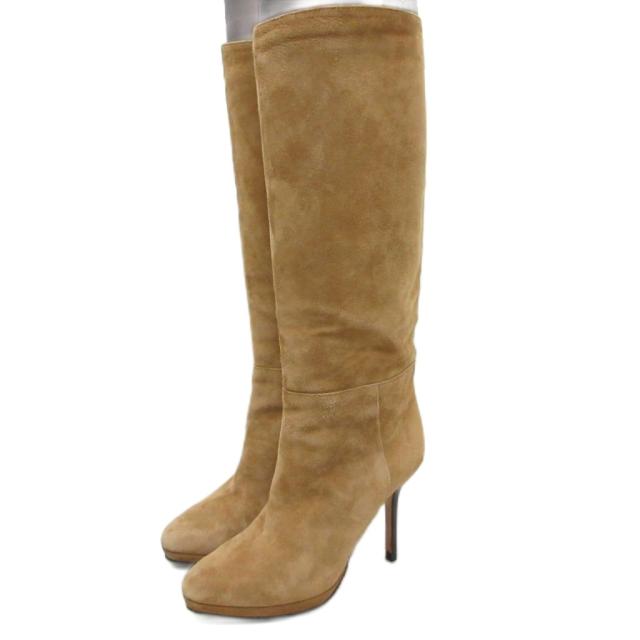 【中古】ジミーチュウ JIMMY CHOO スエードブーツ ロングブーツ ピンヒール ハイヒール 皮革 35 22cm相当 ベージュ
