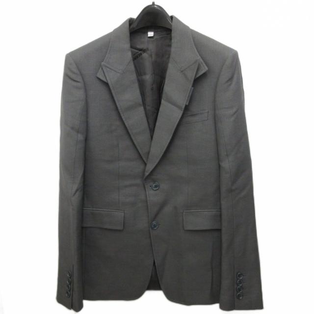 【中古】バーバリー 美品 21AW テーラードジャケット ブレザー シングル 2B ロゴ裏地 ウール 50 グレー AW21T1.1A