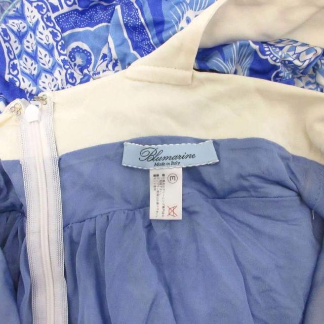 【中古】ブル米国海兵隊員 Blumarine 衣装 ノースリーブ ミモレ ロング 花柄 総柄 青 青味 象牙色 ■IBO96