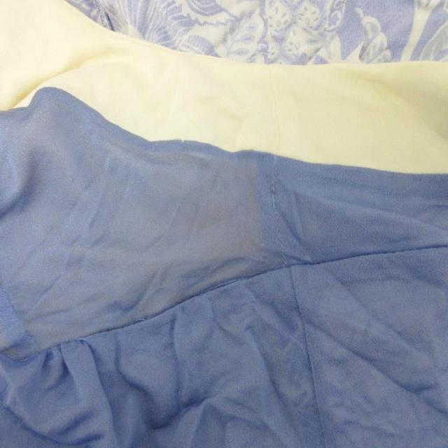 【中古】ブル米国海兵隊員 Blumarine 衣装 ノースリーブ ミモレ ロング 花柄 総柄 青 青味 象牙色 ■IBO96