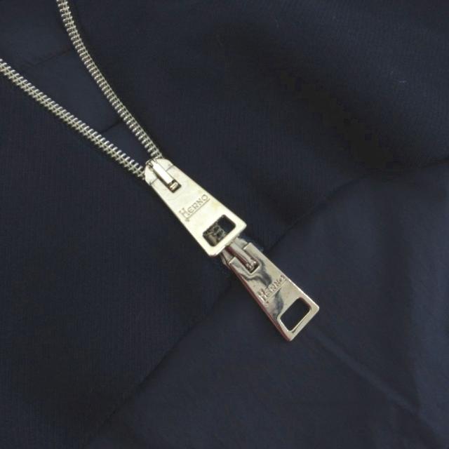 【中古】ヘルノ 中綿ジャケット ブルゾン 切替 リブ ダブルジップ 金ボタン ゴールド金具 38 紺 ネイビー_6
