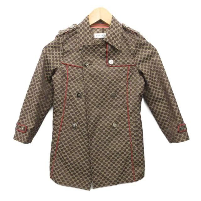 【中古】セリーヌ CELINE トレンチコート ジャケット トリオンフ柄 茶 ブラウン 120?p キッズ