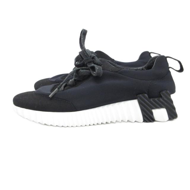 【中古】エルメス HERMES バウンシングスニーカー BOUNCING シューズ  ローカット Hロゴ 黒 ブラック 37