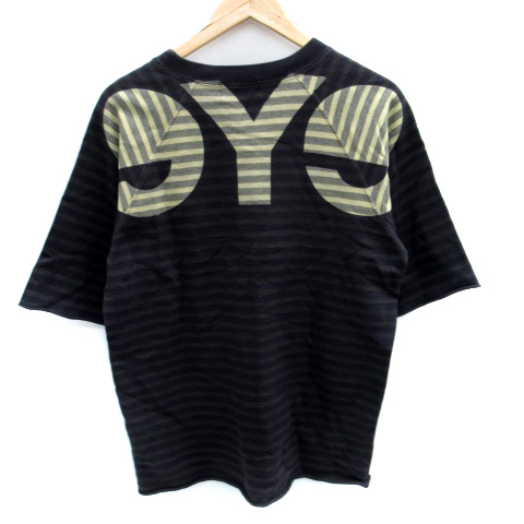 【中古】eye JUNYA WATANABE MAN Tシャツ カットソー 五分袖 Vガゼット ボーダー  S グレー 紺 ネイビー /SM33 メンズの通販は