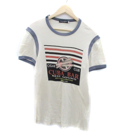 【中古】ドルチェ&ガッバーナ ドルガバ Tシャツ カットソー 半袖 プリント 46 S マルチカラー アイボリーの通販は 5,355円