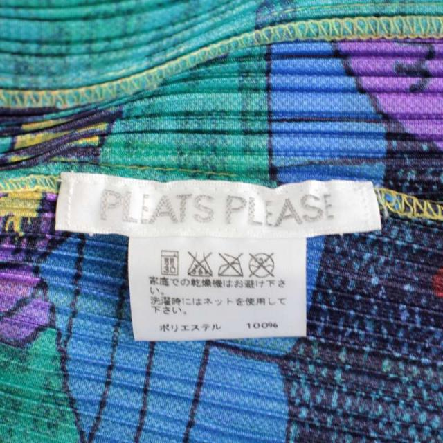 【中古】プリーツプリーズ イッセイミヤケ 2008 Market Design Shirt Top ジップアップ シャツ 総柄 プリント_6