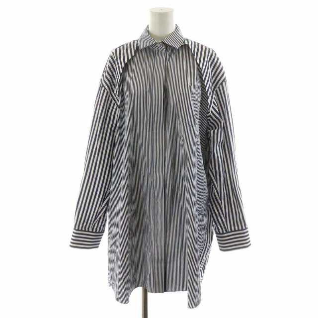 【中古】サカイ sacai 23SS Cotton Poplin Shirt Dress シャツ ブラウス 長袖 ストライプ 2 M 青 白 23-06530