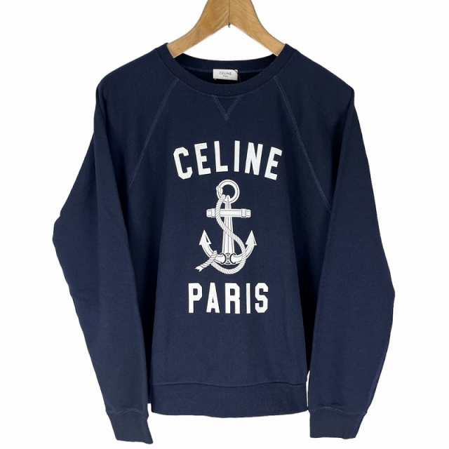 【中古】未使用品 セリーヌ CELINE アンカー スウェット ANCHOR CASHMIRE SWEATER XL セーター ネイビー 2Y244450I