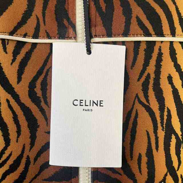 【中古】未使用品 セリーヌ CELINE タイガー ジップアップ トラックジャケット Tiger ZIP UP XS ブラウン系 2Y654382Q