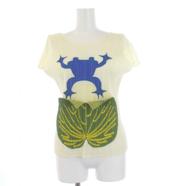 【中古】プリーツプリーズ PLEATS PLEASE イッセイミヤケ プリーツ カットソー 半袖 カエル柄 3 アイボリーの通販は