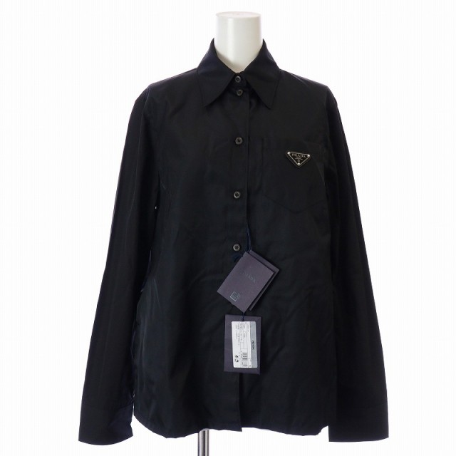 【中古】未使用品 プラダ PRADA 5 P408F RE-NYLON 2022年 長袖シャツ ロゴ 三角プレート ■GY17 レディース