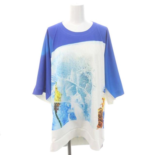 【中古】プリーツプリーズ 水面プリントショートスリーブTシャツ カットソー 七分袖 青 ブルー マルチカラーの通販は