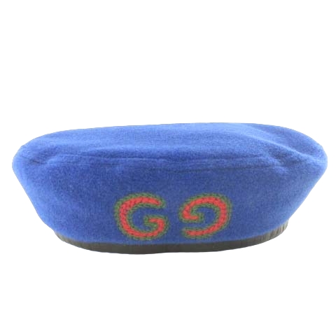 【中古】グッチ GUCCI 美品 ベレー帽 577862 青 ブルー ■U90 レディースの通販は 11,826円