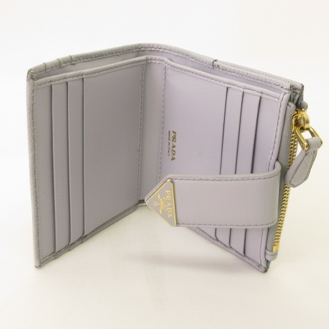 中古】プラダ PRADA 1ML047 サフィアーノレザー 二つ折り財ZA布  