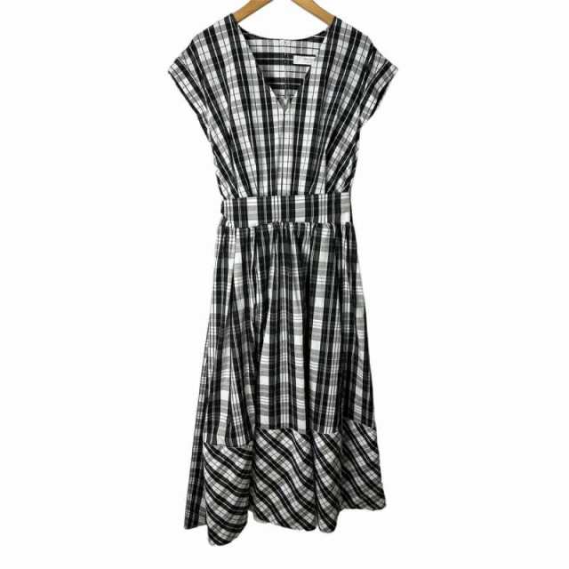 【中古】Her Lip to ハーリップトゥー Lover Back Ribbon Dress　黒 白 チェック柄 ワンピース 1232305128 ■ST レディース