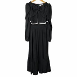 【中古】Her Lip to La Rochelle Pleated Dress パフスリーブ プリーツ ワンピース M 黒 1224305143 ■ST