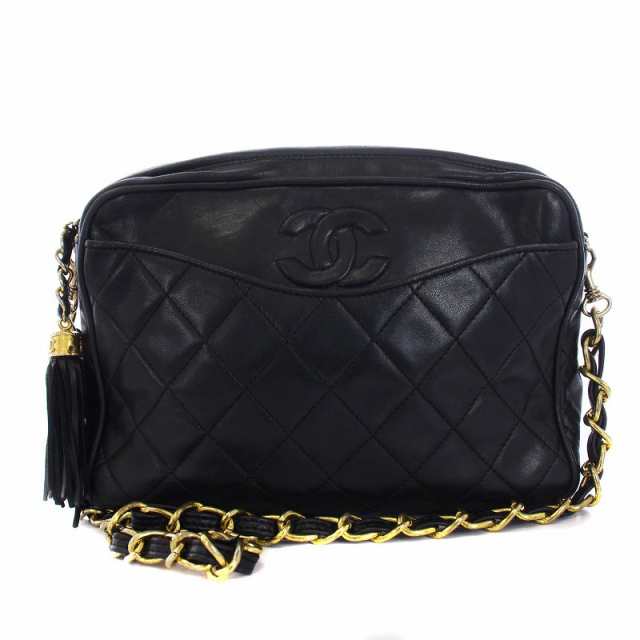 【中古】シャネル CHANEL ヴィンテージ マトラッセ チェーン ワンショルダーバッグ ココマーク 黒 ブラック 0番台