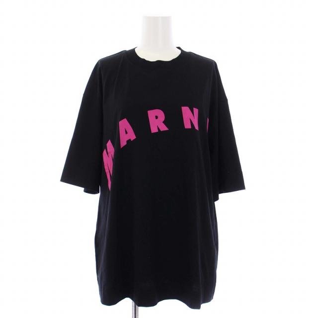 【中古】マルニ MARNI ディストーテッド マルニプリント Tシャツ カットソー 半袖 オーバーサイズ 38 S 黒 ブラックの通販は