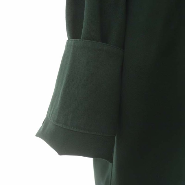 【中古】ジルサンダー JIL SANDER ウール ポインテッドカラー シャツ ブラウス 長袖 前開き 32 緑 JSPT602605